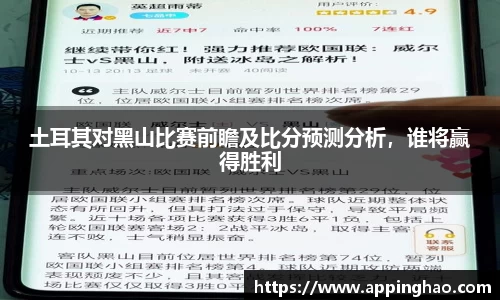 土耳其对黑山比赛前瞻及比分预测分析，谁将赢得胜利
